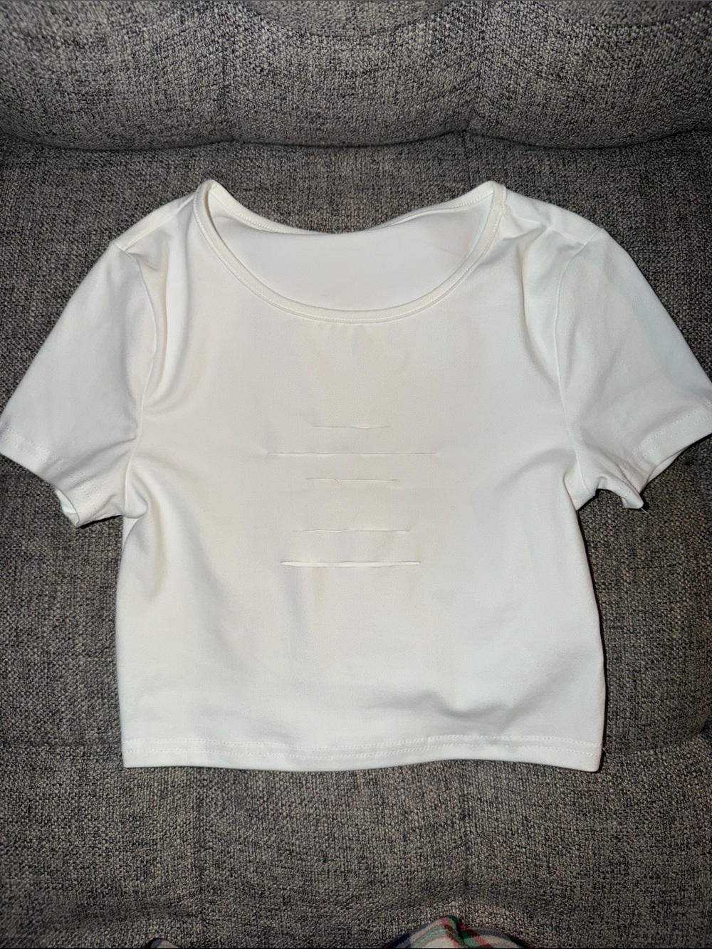 SHEIN White Short Sleeve Cutout Crop Top